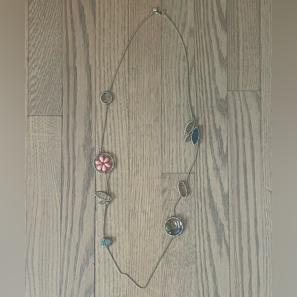 Bohm Silver Tone Statement Necklace W/ Crystals & Intricate Wire & Bead Work